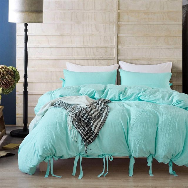 2/3-Piece Boho Ribbon Duvet Cover Set w/ Bows - Image 9