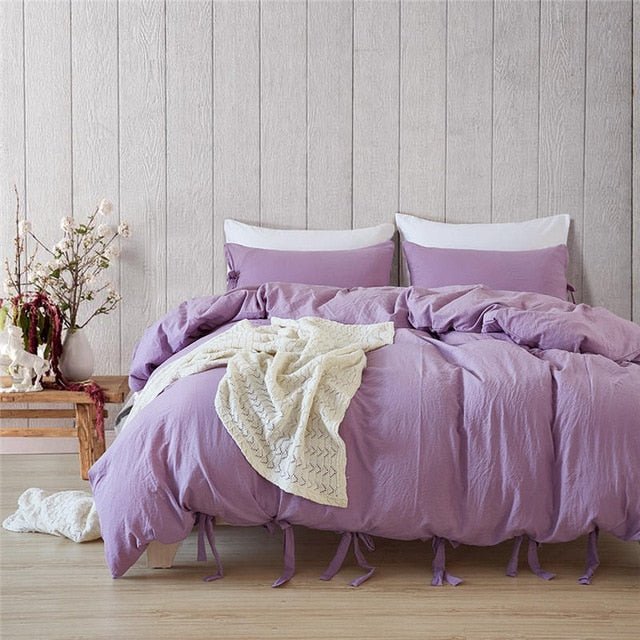 2/3-Piece Boho Ribbon Duvet Cover Set w/ Bows - Image 15