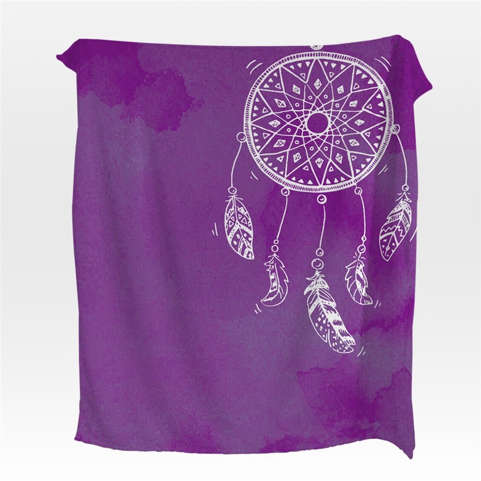 Fleece Watercolor Dreamcatcher Throw Blanket - Image 7