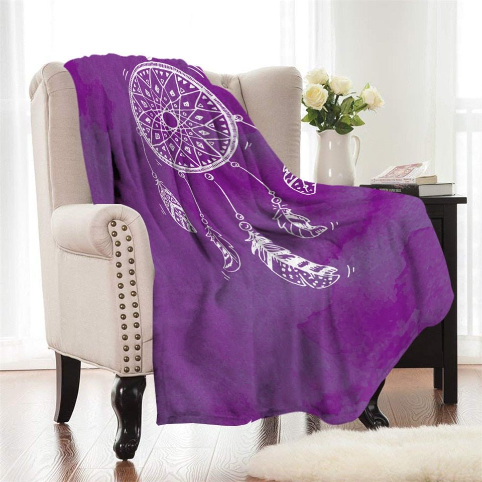Fleece Watercolor Dreamcatcher Throw Blanket - Image 3