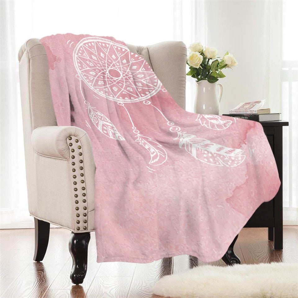 Fleece Watercolor Dreamcatcher Throw Blanket - Image 2
